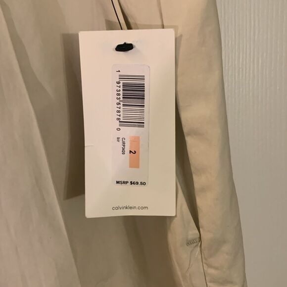 CALVIN KLEIN PANTS HIGH WAISTED WIDE LEG PLEATED CREAM KHAKIS SZ 2 NWT - Picture 4 of 9